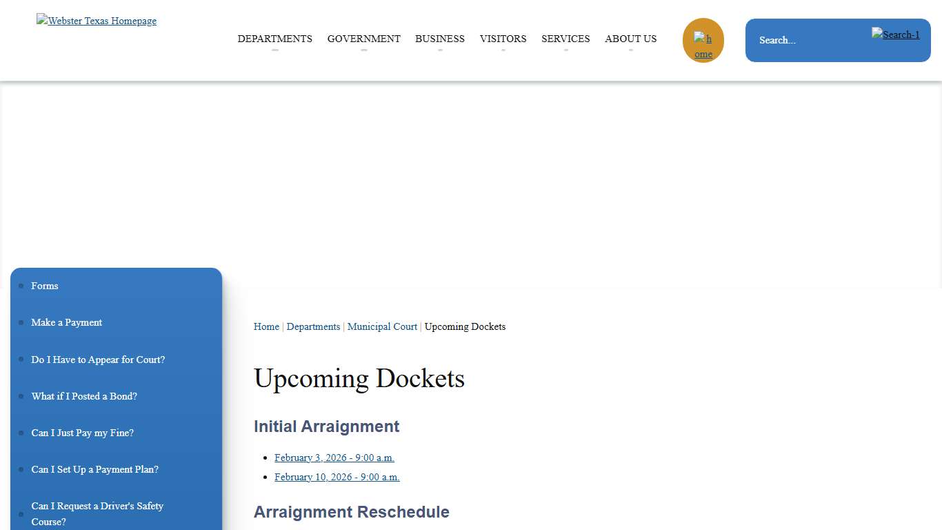 Upcoming Dockets City of Webster - Gateway to the future